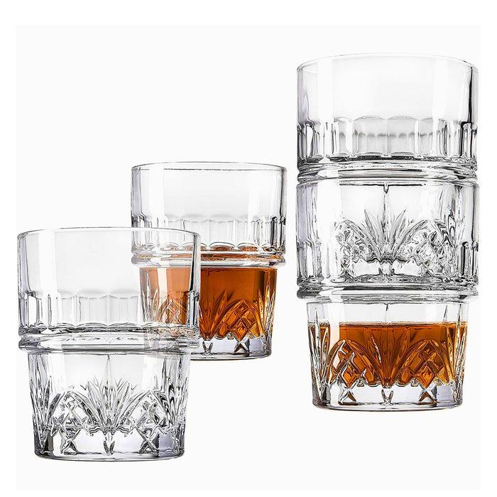 Godinger Dublin Crystal Stackable Double Old Fashion Glass Set Of 4