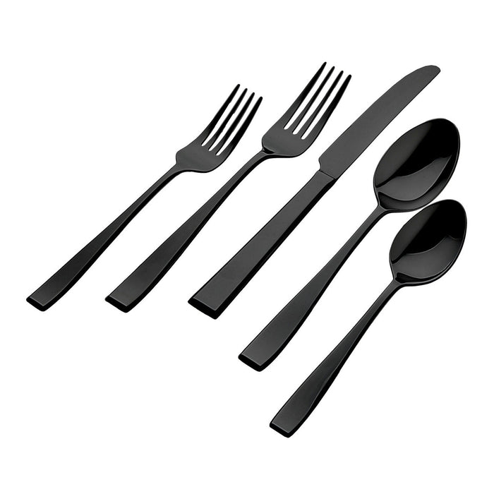 godinger Flagstaff Mirrored Black 18/0 Stainless Steel 20 Piece Flatware Set Service For 4
