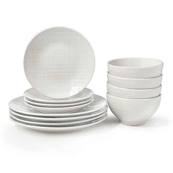 Godinger Freemont Porcelain 12 Piece Dinnerware Set Service For 4