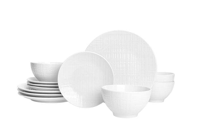Godinger Freemont Porcelain 12 Piece Dinnerware Set Service For 4