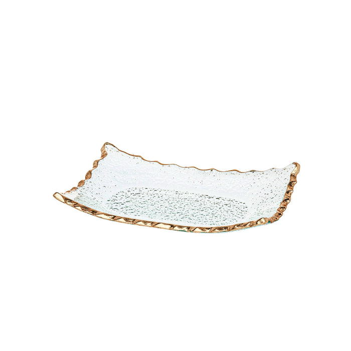 godinger Gamma Small Rectangle Organic Gold Edge Serving Tray