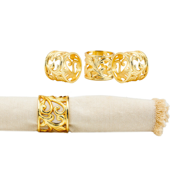 Godinger 20th Century Gold Baroque Napkin Ring Set