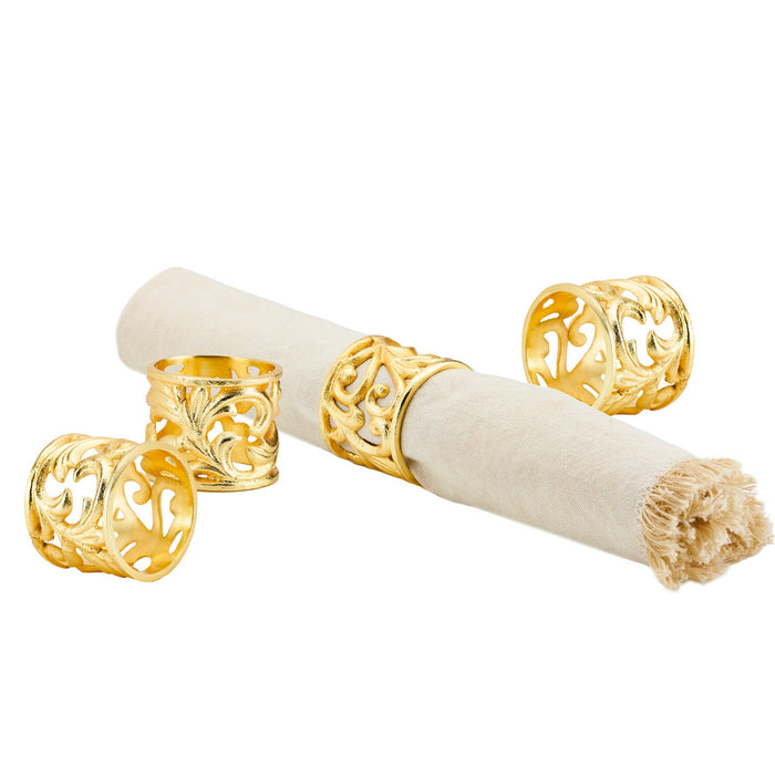 Godinger 20th Century Gold Baroque Napkin Ring Set
