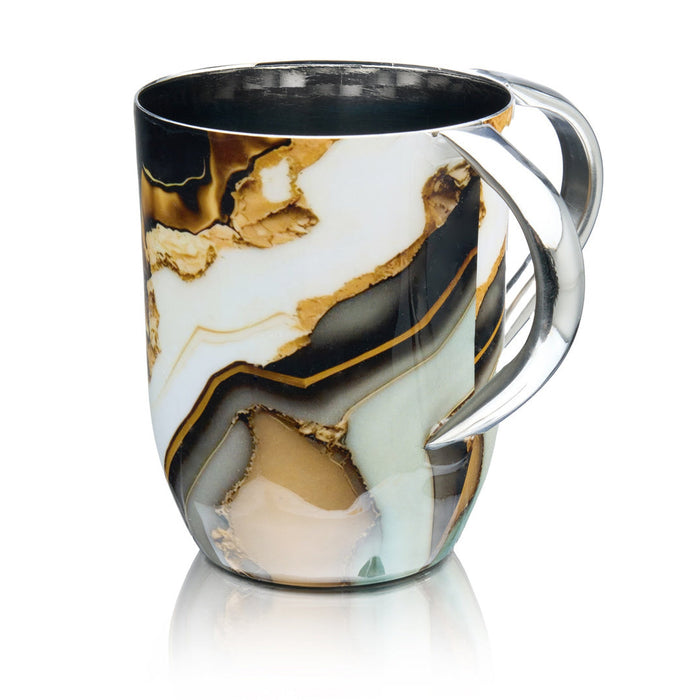 Godinger Abstract Black & Gold Marble Wash Cup