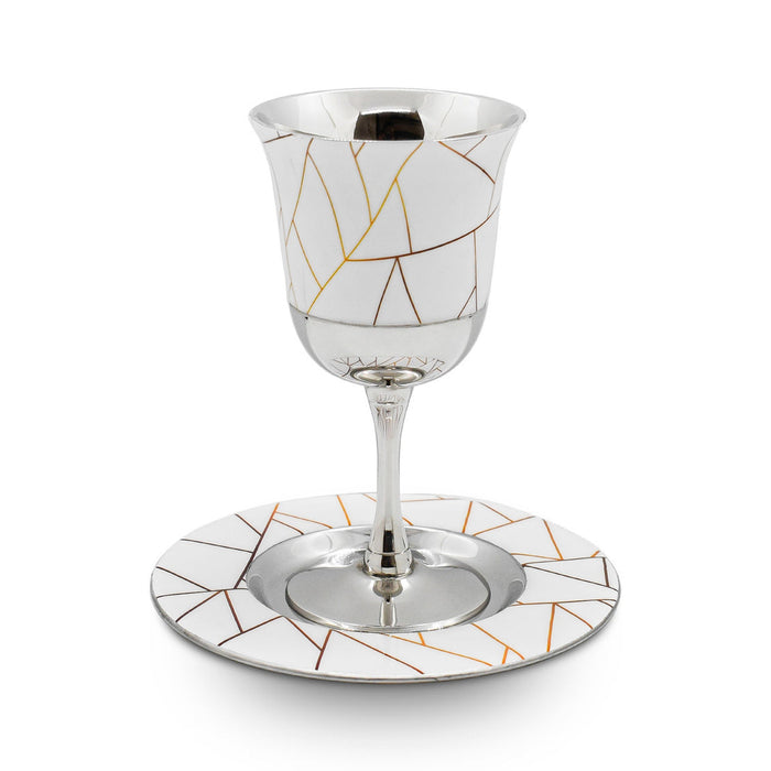 godinger Abstract Lines White & Gold Kiddush