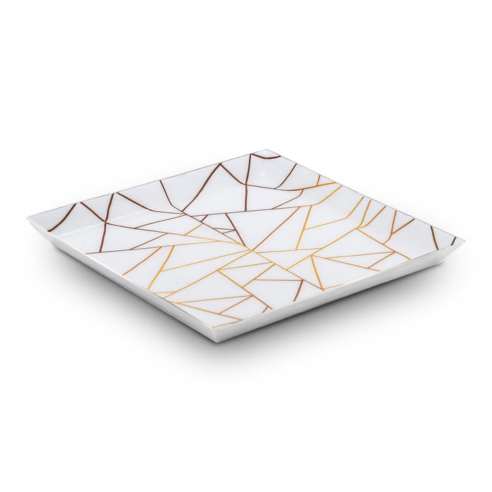 godinger Abstract Lines White & Gold Matzah Tray