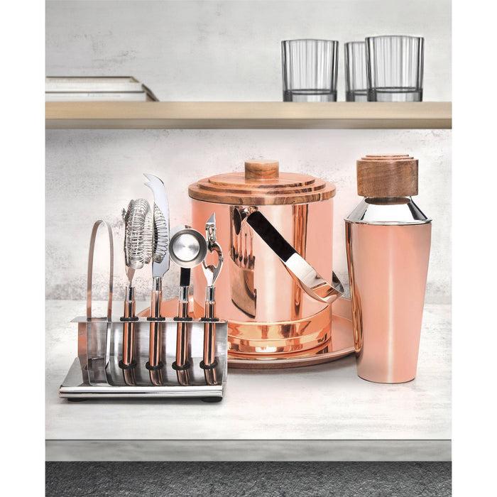 Godinger Acacia Wood & Copper 9 Piece Bar Tool Set
