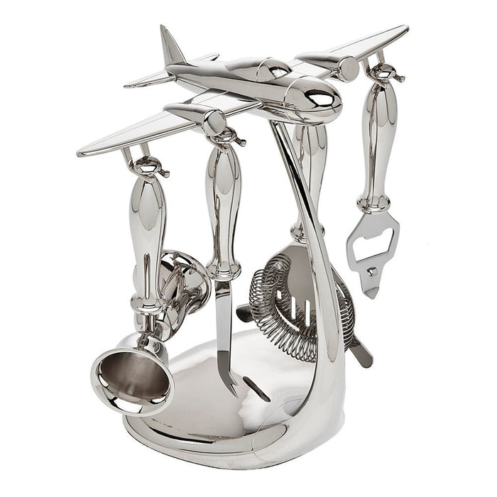 godinger Airplane 5 Piece Bar Tool Set
