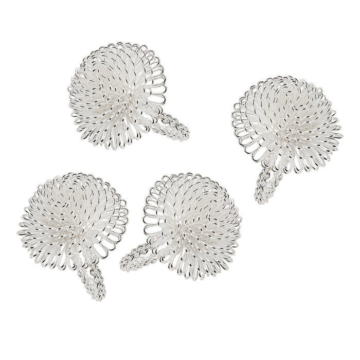 godinger Aster Silver Bloom Napkin Ring Set