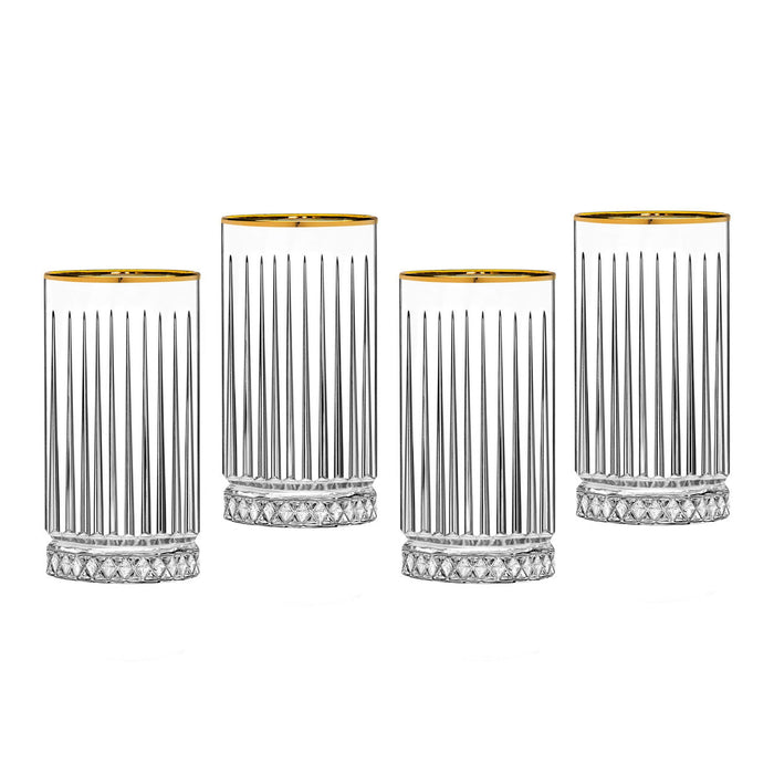 godinger Avenue Gold Rim Highball Set of 4