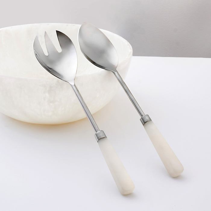 Godinger Azure Matte White Resin Salad Server Set
