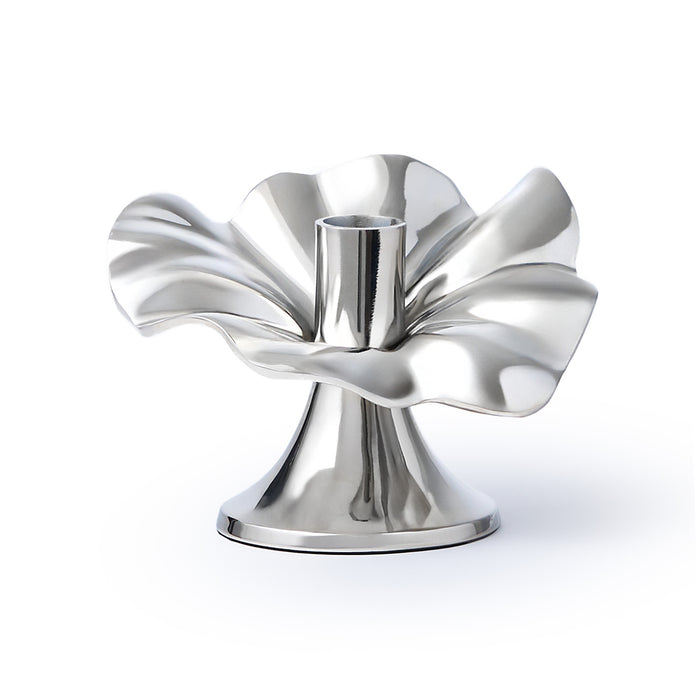 Godinger Blossom Platinum Tapered Candle Holder 6"