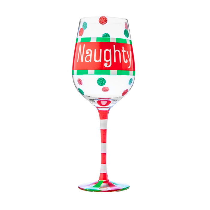 Godinger Christmas Naughty Wine Glass