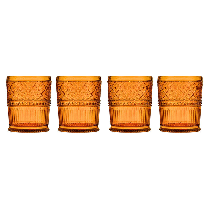 Godinger Claro Amber Double Old Fashion Set Of 4