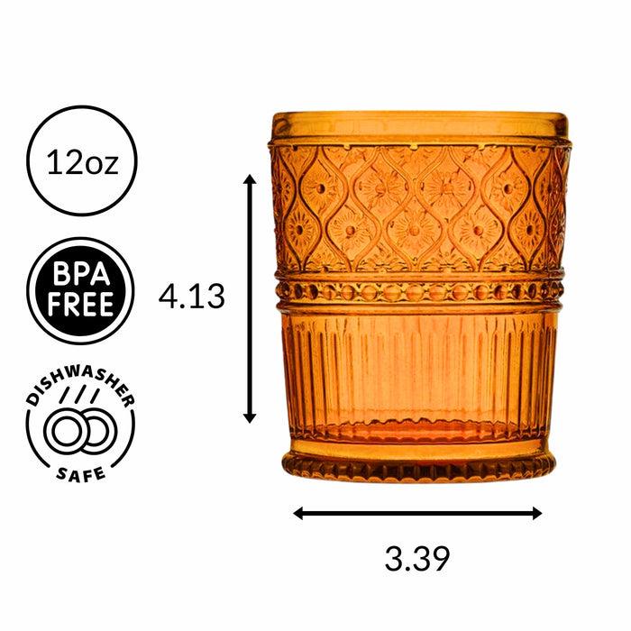 Godinger Claro Amber Double Old Fashion Set Of 4