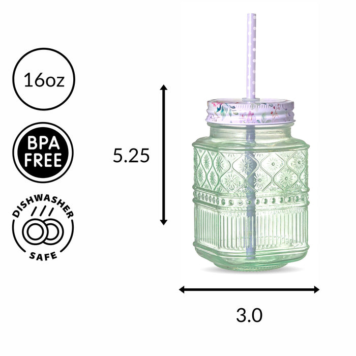 Godinger Claro Green Mason Jar Set Of 2