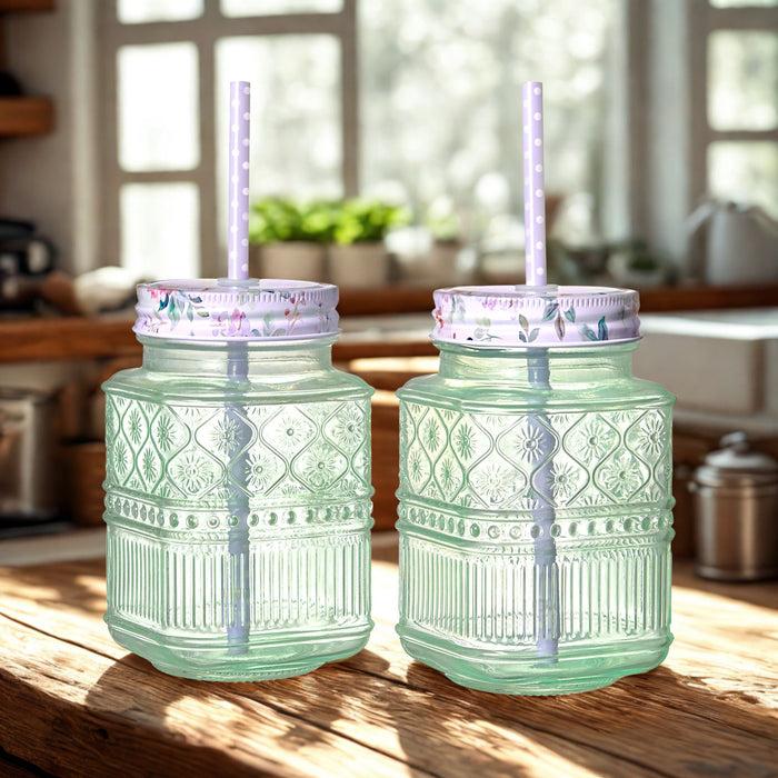 Godinger Claro Green Mason Jar Set Of 2