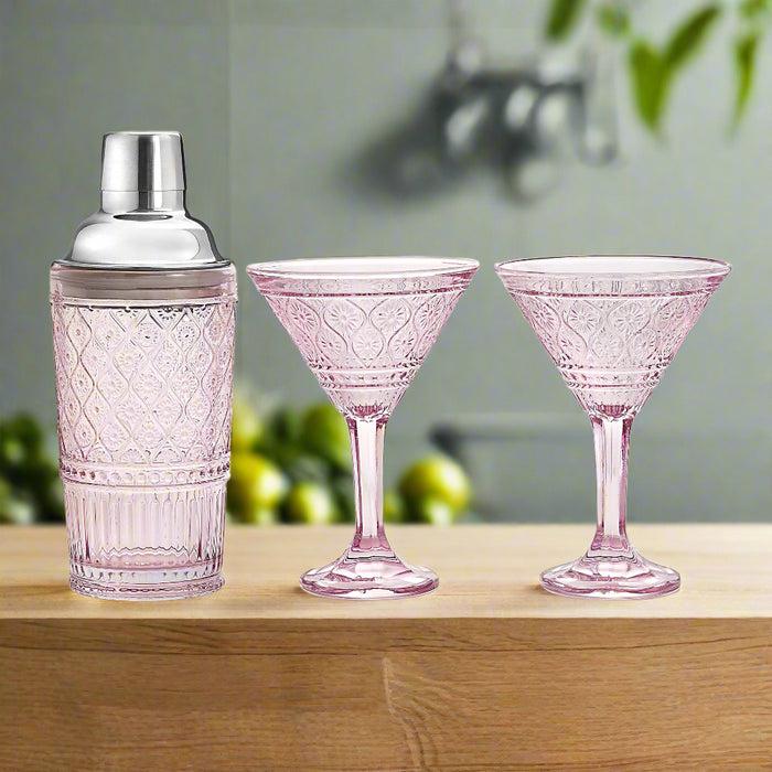 Godinger Claro Pink Cocktail Shaker & Martini Set