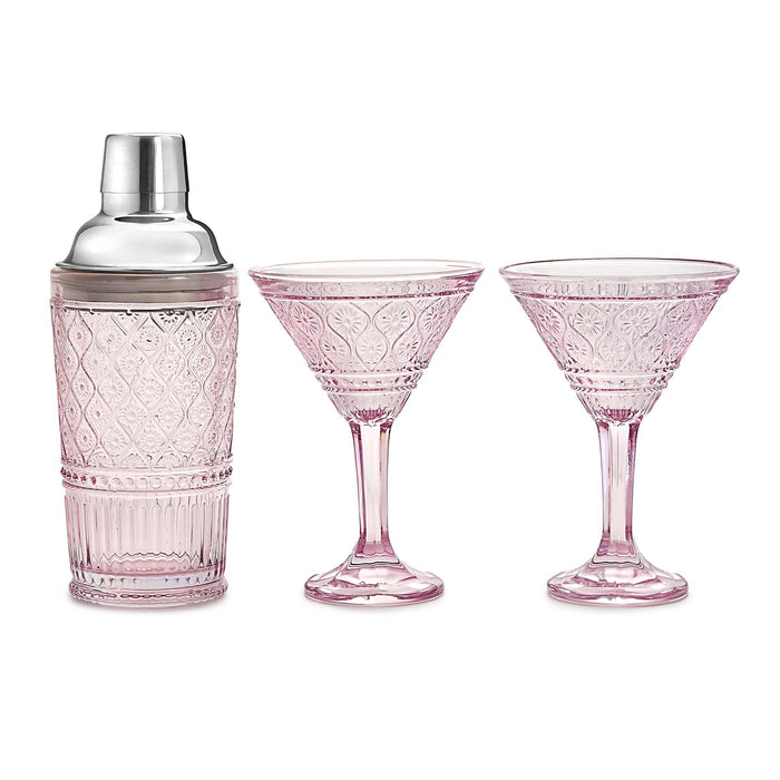 godinger Claro Pink Cocktail Shaker & Martini Set