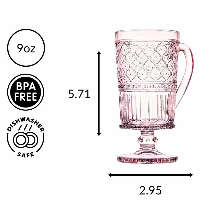 Godinger Claro Pink Footed Coffee Mug Set Of 4