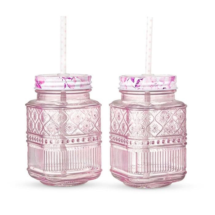 godinger Claro Pink Mason Jar Set of 2
