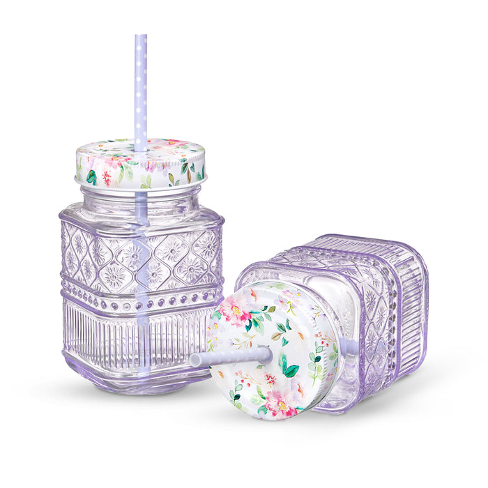 Godinger Claro Purple Mason Jar Set Of 2