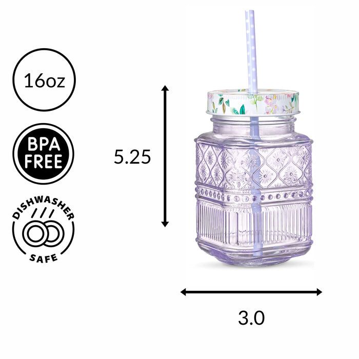 Godinger Claro Purple Mason Jar Set Of 2