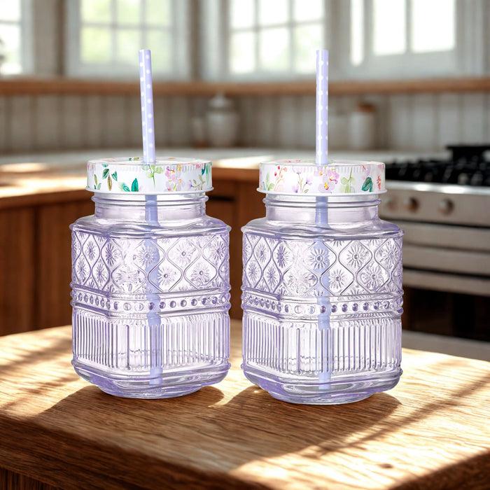 Godinger Claro Purple Mason Jar Set Of 2