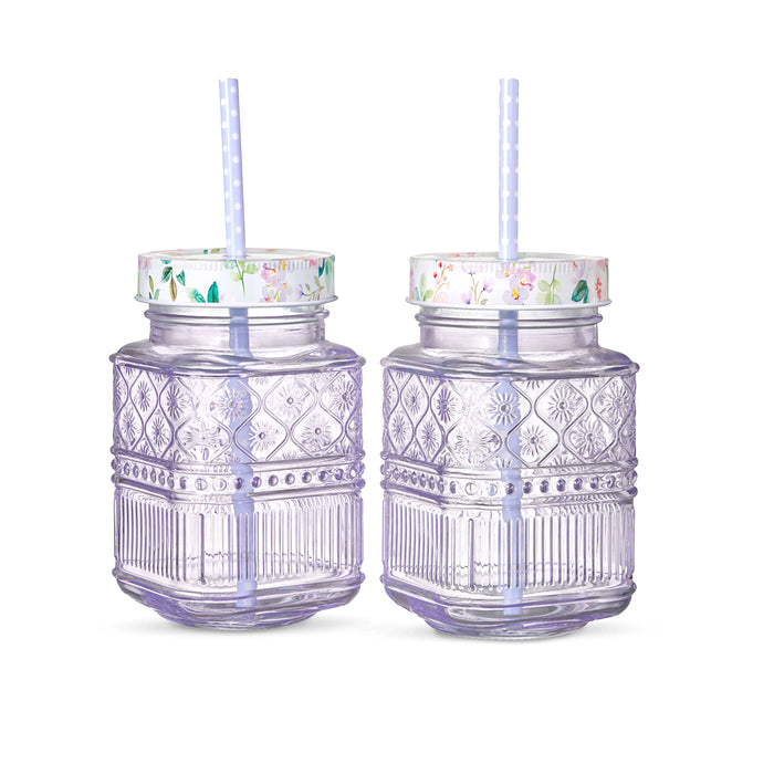 godinger Claro Purple Mason Jar Set of 2