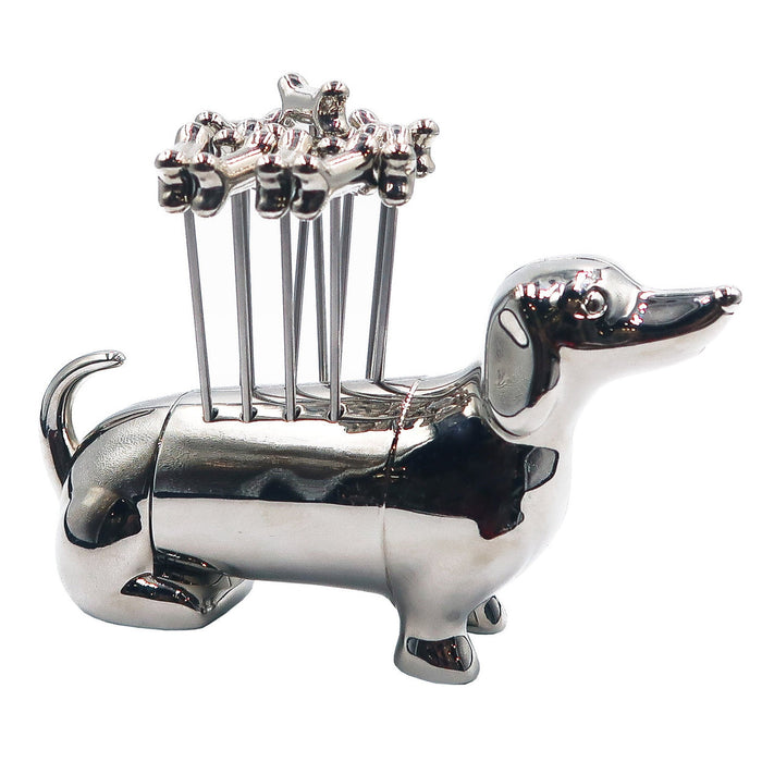 godinger Dachshund Cocktail Pick & Stand Set
