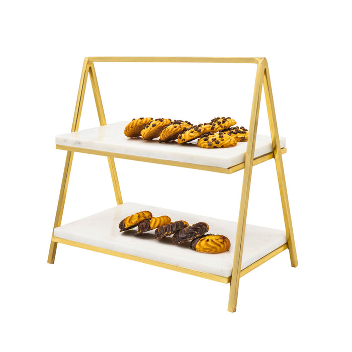Godinger Doux Marble Two Tier Serving Stand
