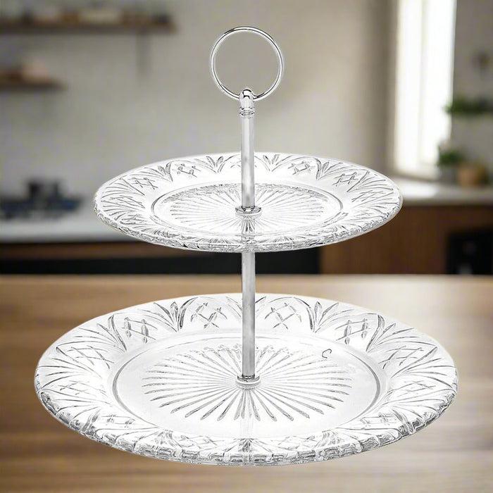Godinger Dublin Crystal 2 Tiered Serving Stand