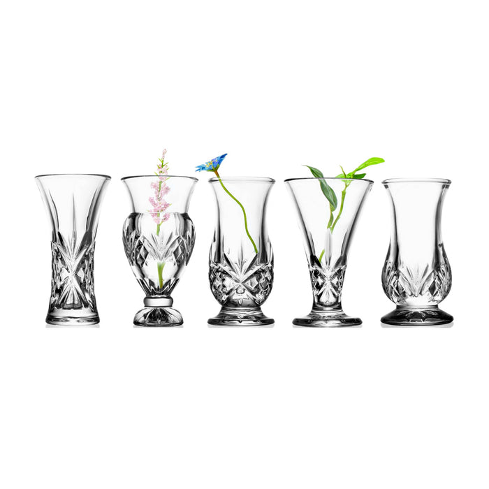 Godinger Dublin Crystal 5 Piece Bud Vase Set