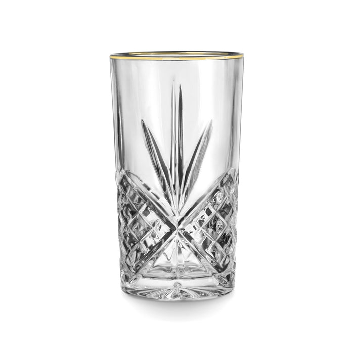 Godinger Dublin Crystal Gold Rim Highball Set Of 4