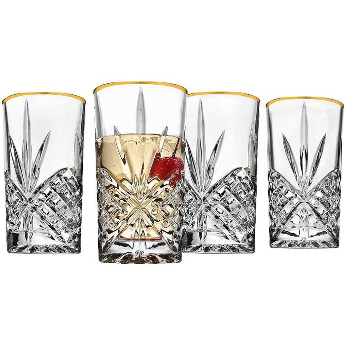 Godinger Dublin Crystal Gold Rim Highball Set Of 4