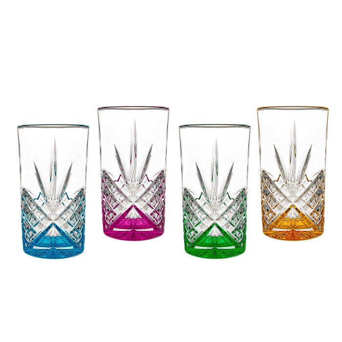 godinger Dublin Crystal Highball Rainbow Set of 4