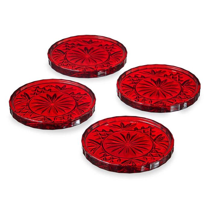 godinger Dublin Crystal Red Coasters Set of 4