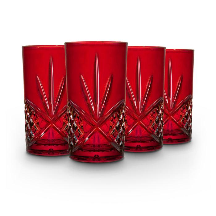 godinger Dublin Crystal Red Highball Set of 4