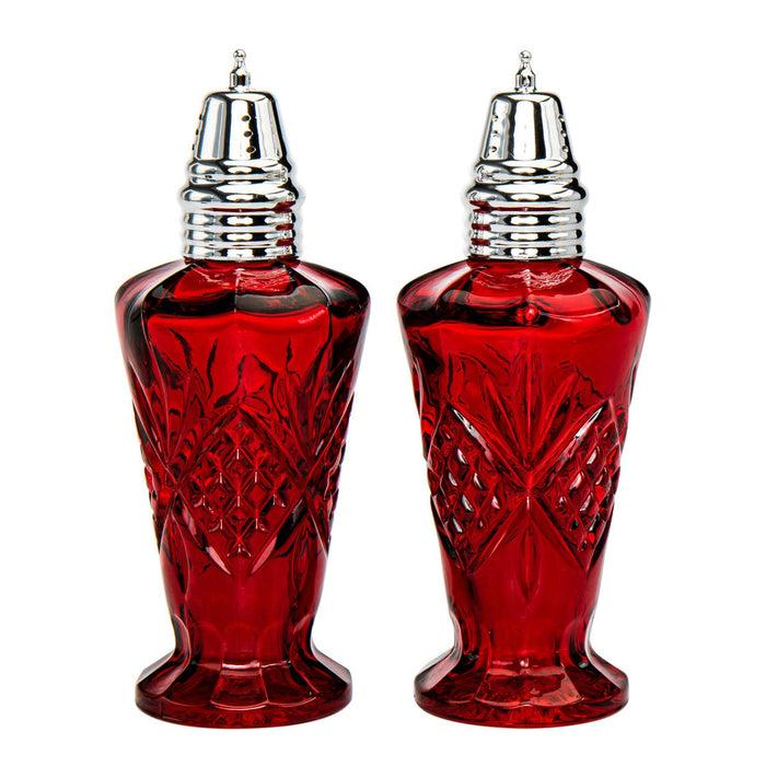 godinger Dublin Crystal Red Salt & Pepper Shaker Set
