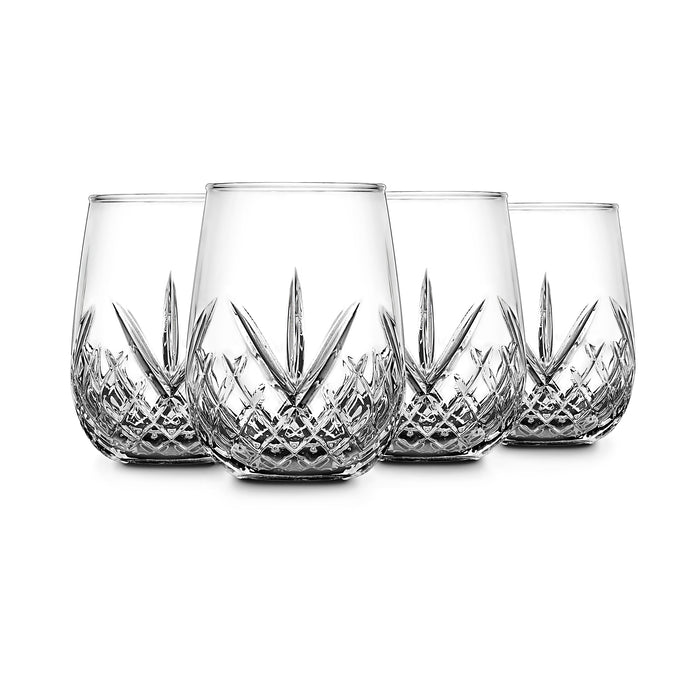 godinger Dublin Crystal Stemless Wine Set of 4