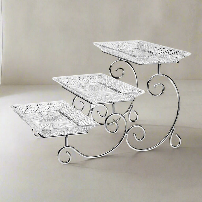 Godinger Dublin Crystal Three Tier Serving Stand