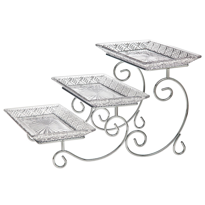 Godinger Dublin Crystal Three Tier Serving Stand