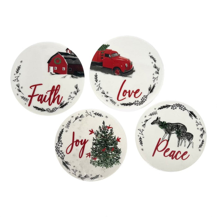 godinger Farmhouse Christmas Coaster Set