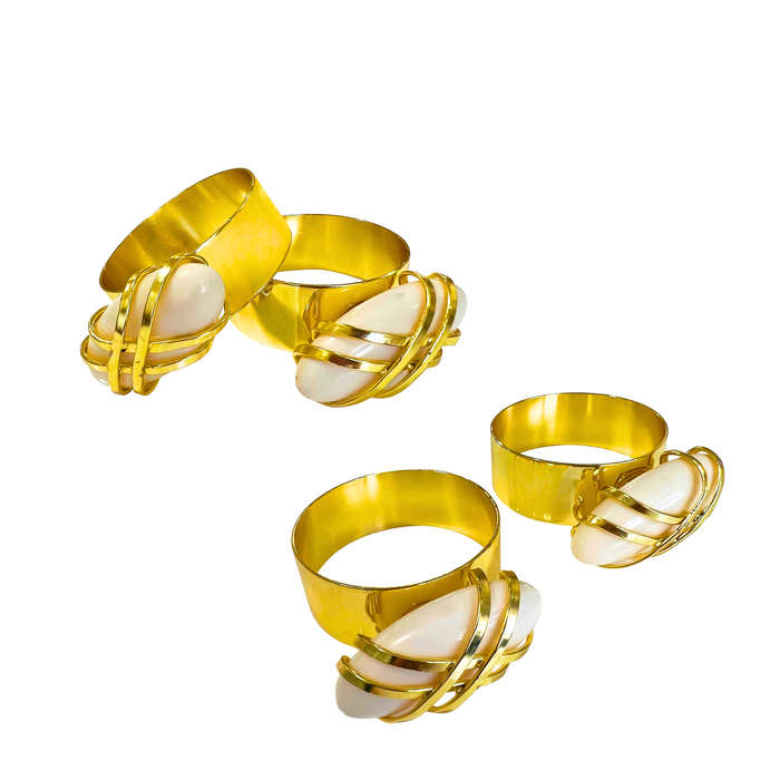 godinger Gold Pebble Napkin Ring Set