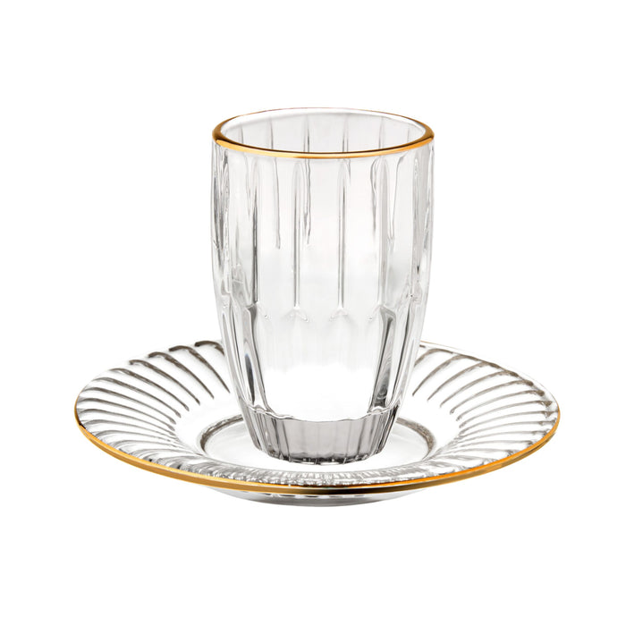 godinger Gold Rim Pleat Crystal Kiddush Set