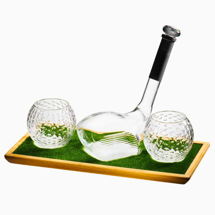 godinger Golf 3 Piece Decanter Whiskey Set