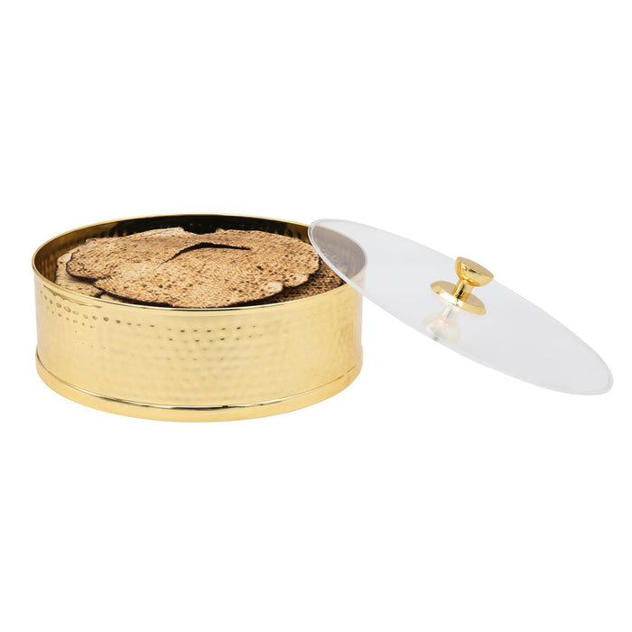 Godinger Hammered Gold Stainless Matzah Storage