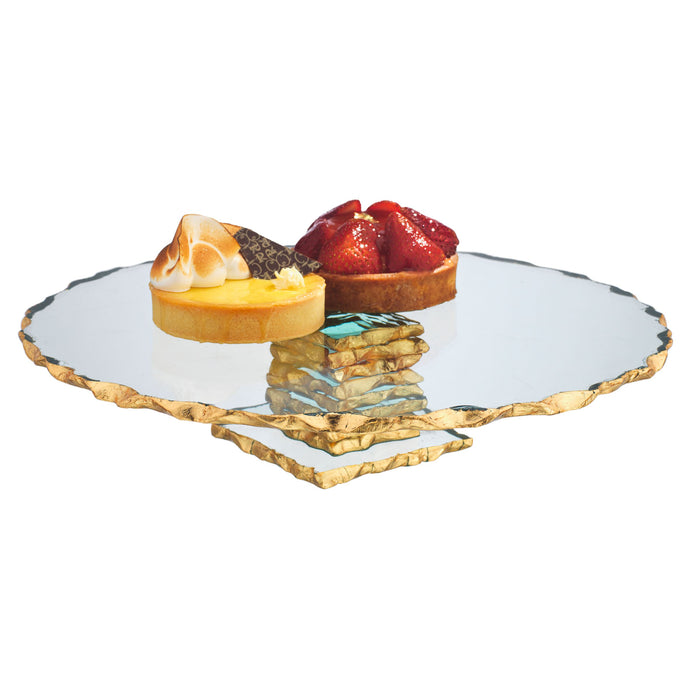 Godinger Harper Gold Edge Large Footed Cake Stand