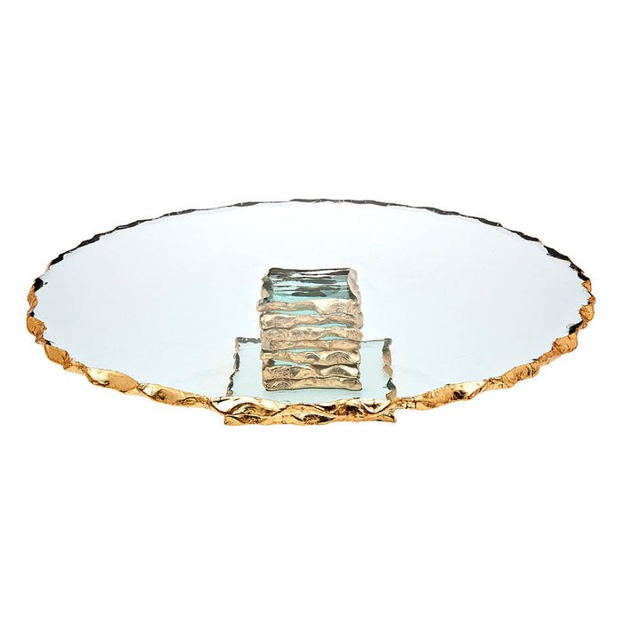 Godinger Harper Gold Edge Large Footed Cake Stand