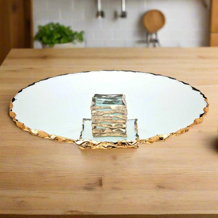 Godinger Harper Gold Edge Large Footed Cake Stand